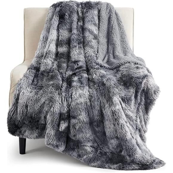 fluffy faux fur throw blanket soft sherpa fleece warm cozy couch sofa bedding - Picture 1 of 7